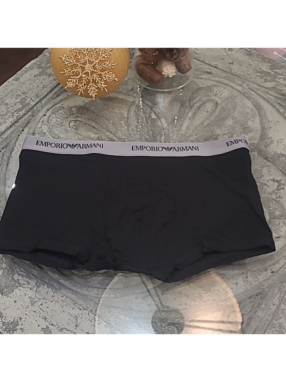 EMPORIO ARMANI MEN'S LOGO BRIEFS BLACK LARGE NEW